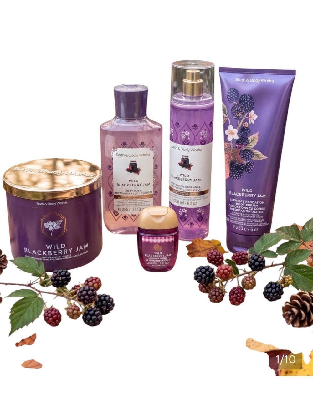 Bath & Body Works Wild Blackberry Jam 5 Piece Fragrance Set. New.
